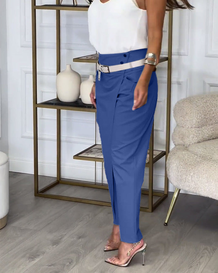 Coraline™ | Belted Patchwork Trousers