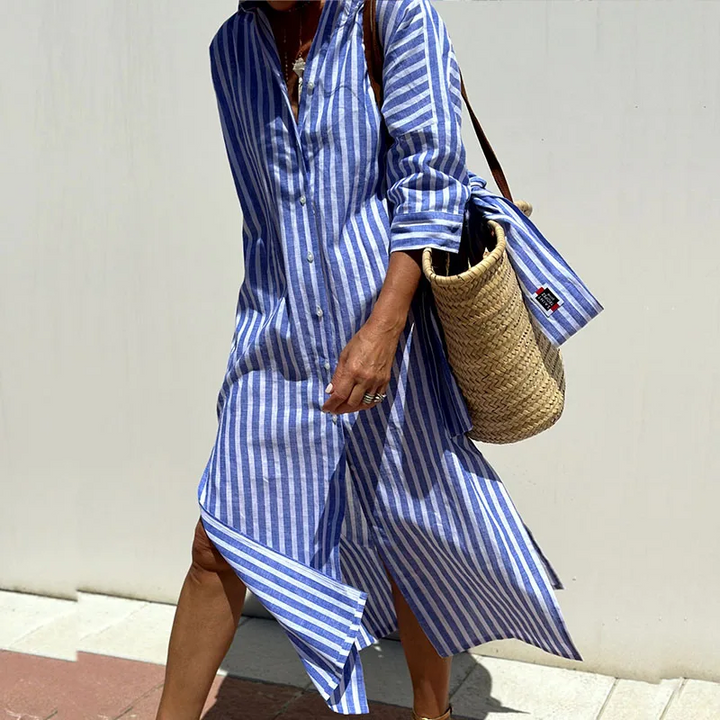 Rosie™ | Elegant Striped Shirt Dress